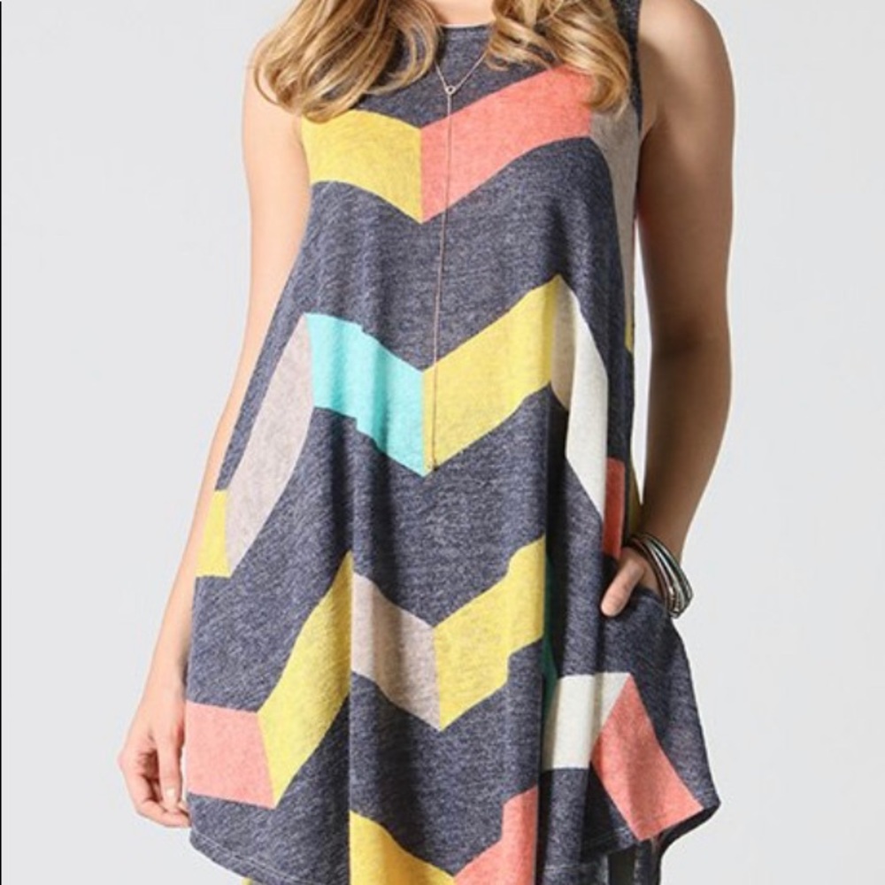 Navy Zig Zag Pocket Swing Tunic